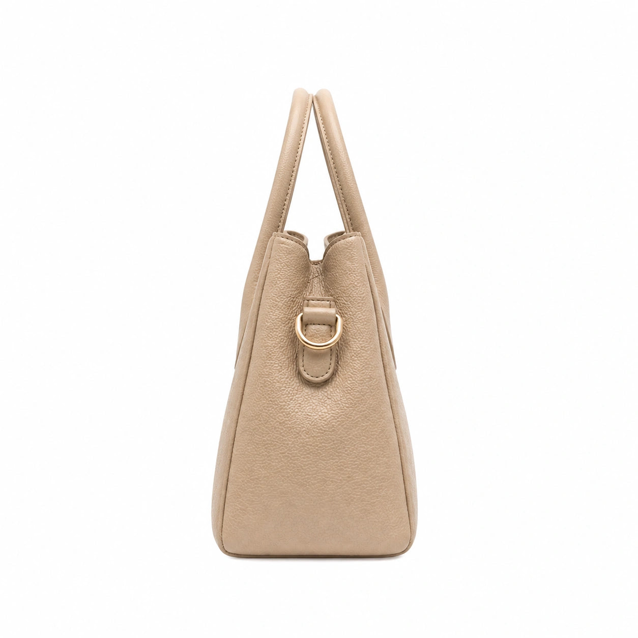 Balenora Beige Leather Structured Handbag