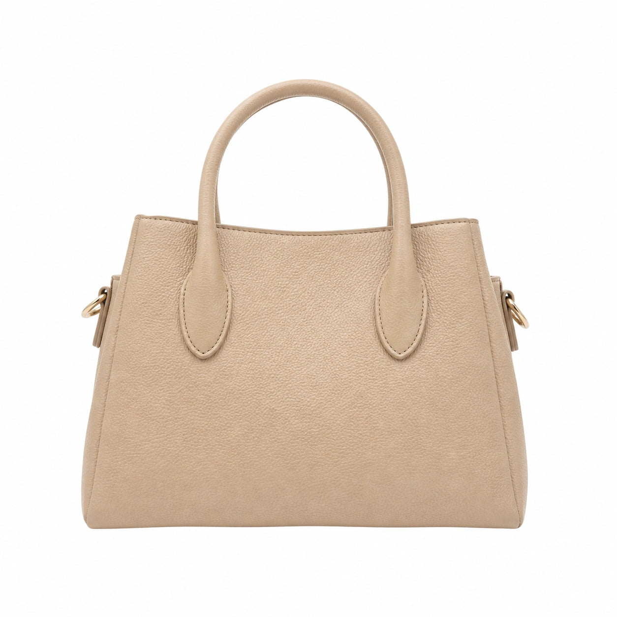 Balenora Beige Leather Structured Handbag