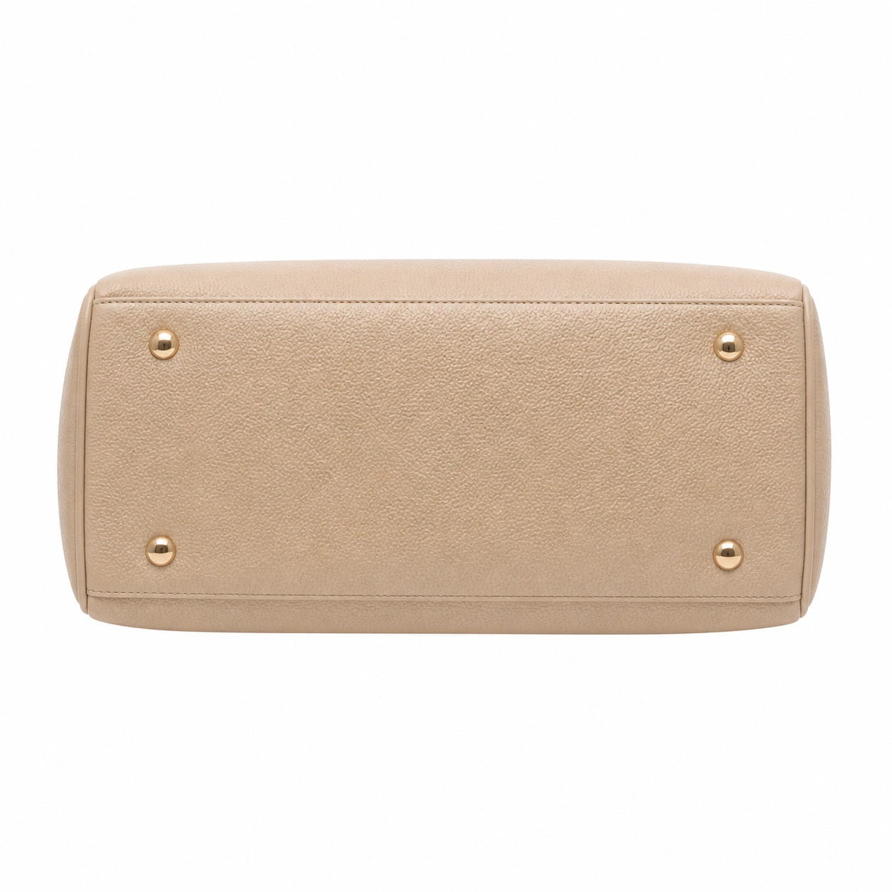 Balenora Beige Leather Structured Handbag