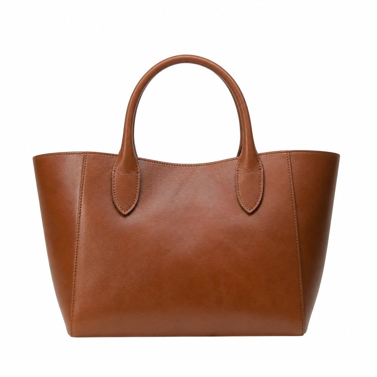Balenora Brown Leather Classic Tote Handbag