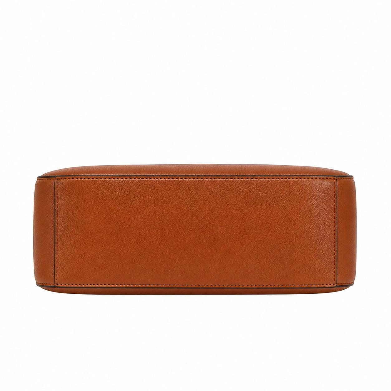 Balenora Brown Leather Curved Shoulder Bag