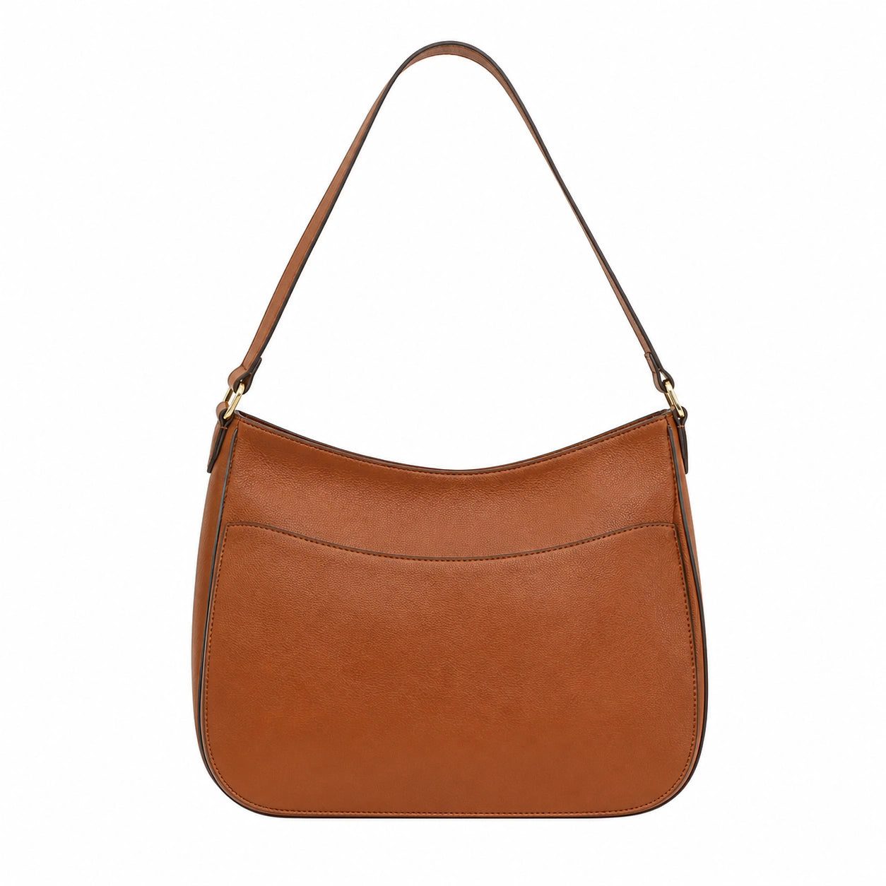 Balenora Brown Leather Curved Shoulder Bag