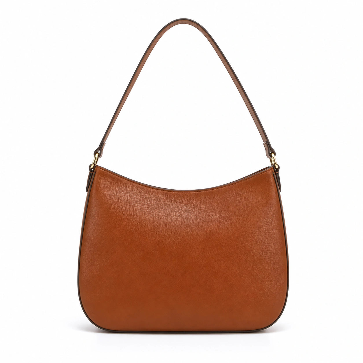 Balenora Brown Leather Curved Shoulder Bag