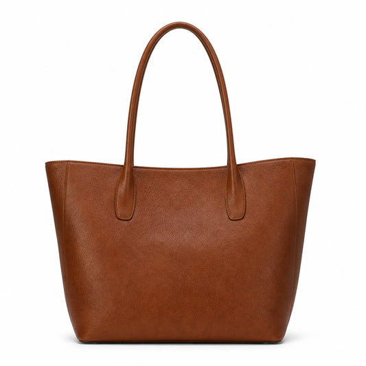 Balenora Brown Leather Shoulder Tote Bag