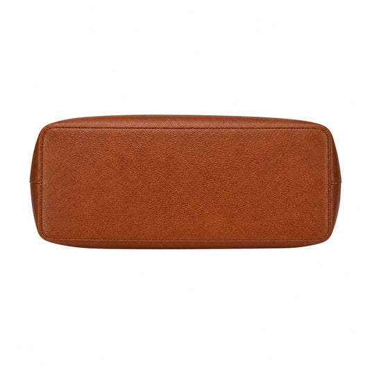 Balenora Brown Leather Shoulder Tote Bag